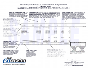 City of Onalaska Tax Bill Explanation 2015