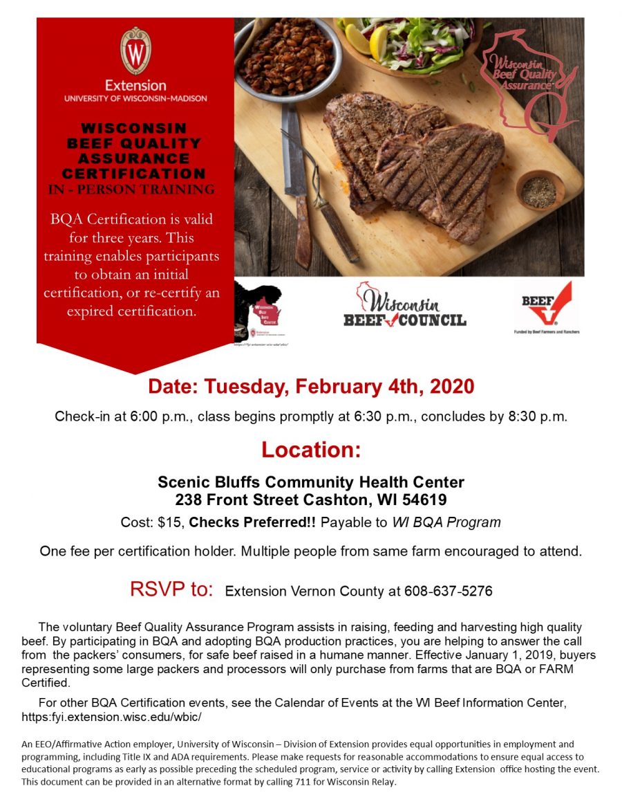 Beef Quality Assurance Training Extension La Crosse County
